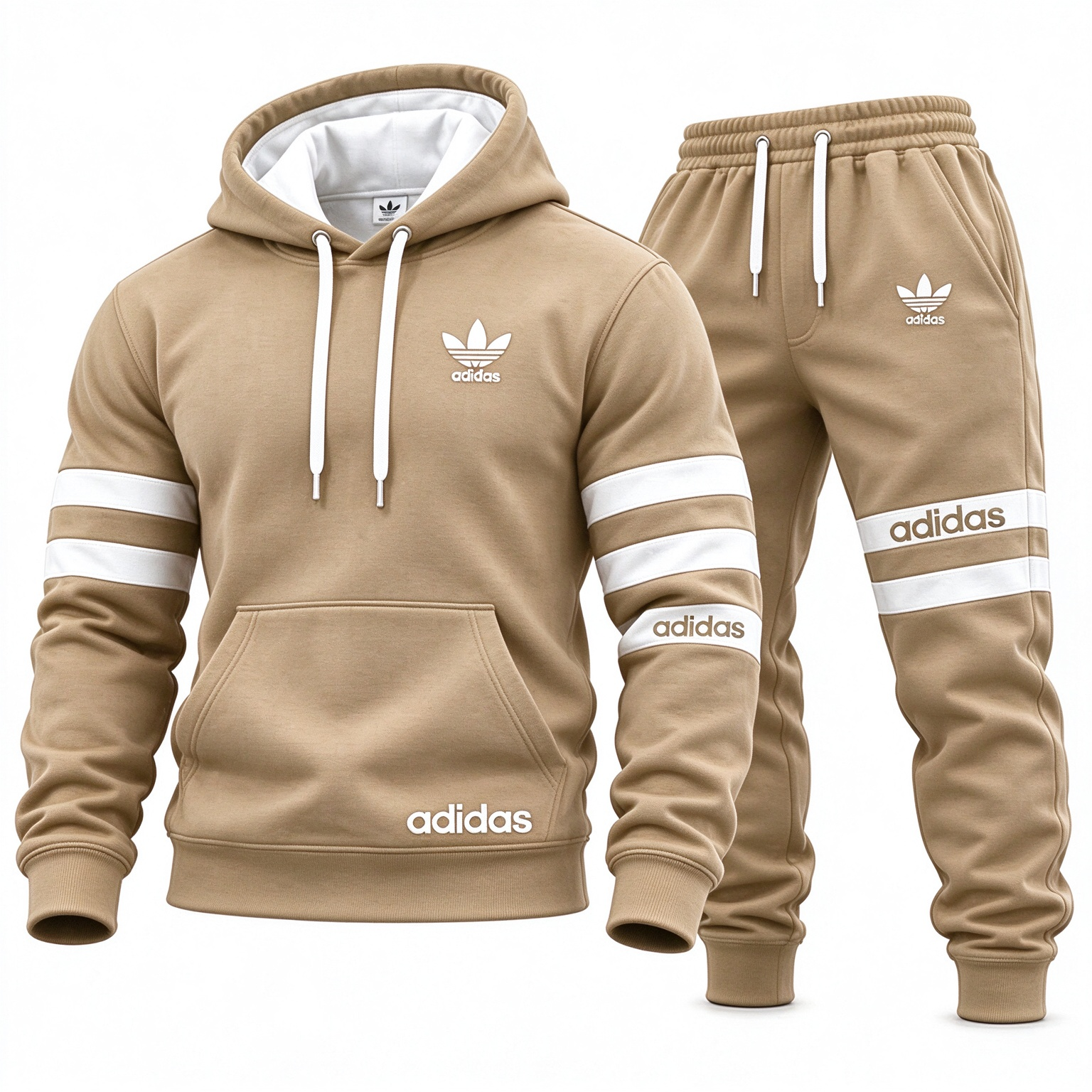 adidas Férfi kapucnis szabadidőruha szett, fekete csíkos sportruha