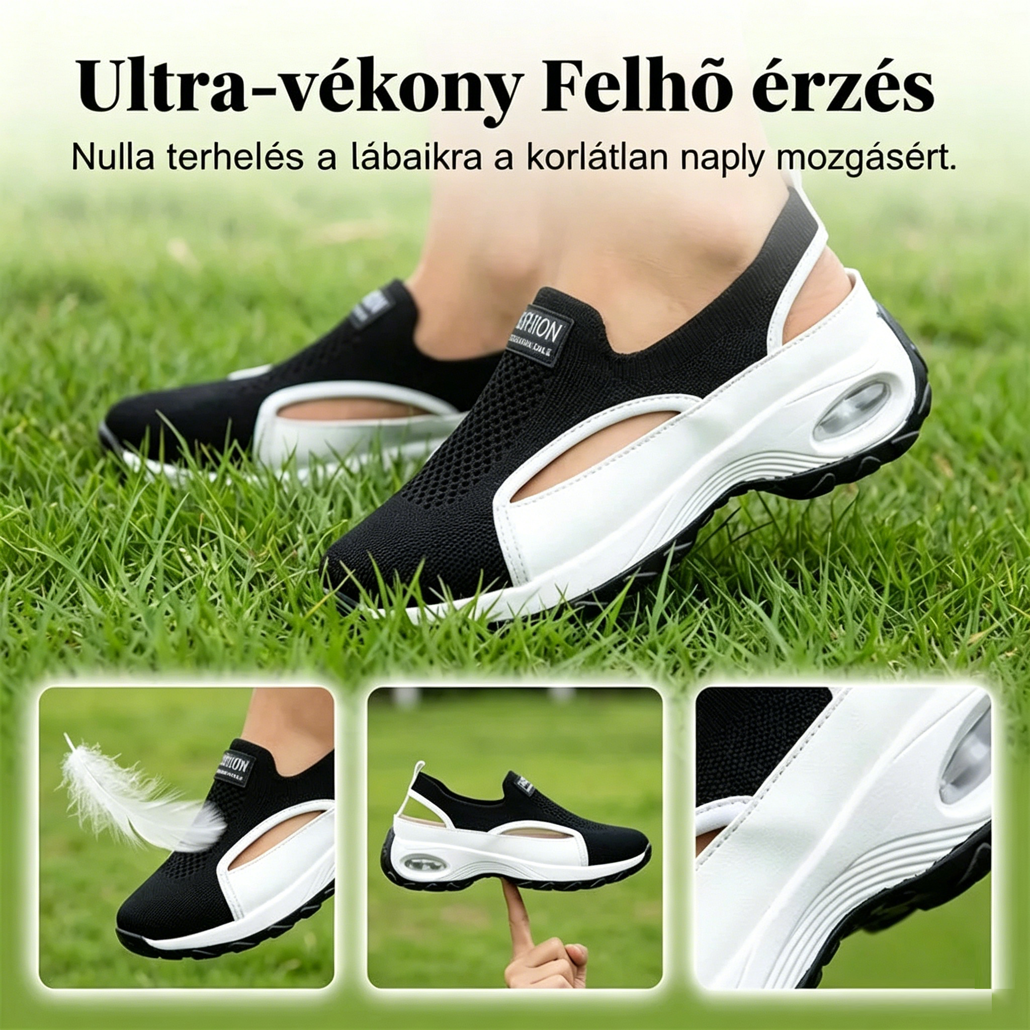 👟✨  Légáteresztő, kivágott női slip-on cipő | Hálós felsőrész, könnyű sétálócipő, nyári 💨