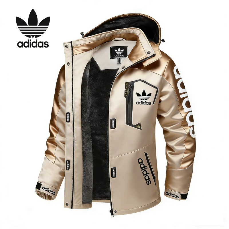 Férfi vízálló, szélálló és meleg Adidas kapucnis kabát luxus bőr szegéllyel, több színben kapható, mindennapi viseletre, ingázásra és randevúkra is alkalmas, szűk szabással.