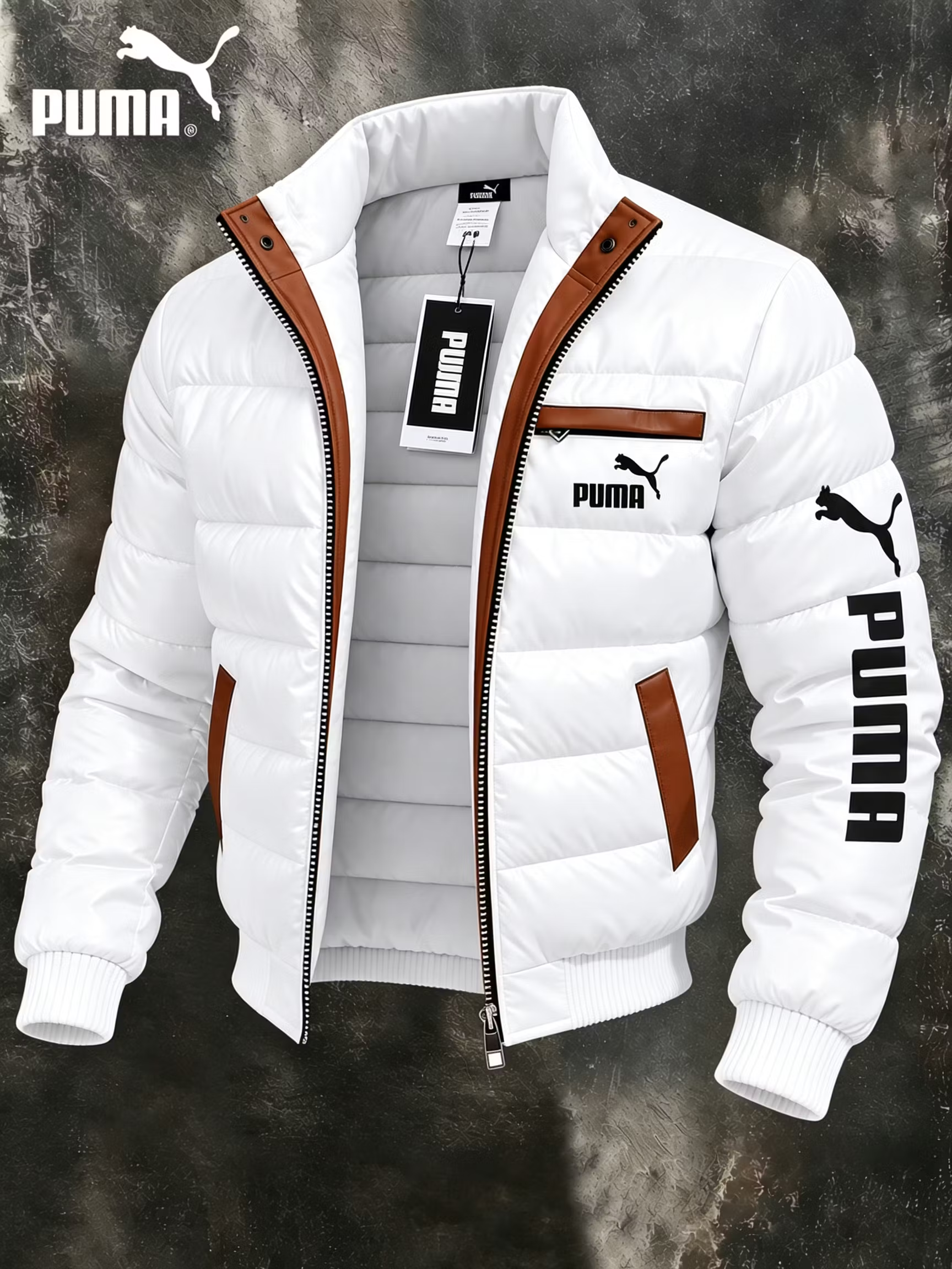 PUMA férfi bélelt télikabát magas gallérral