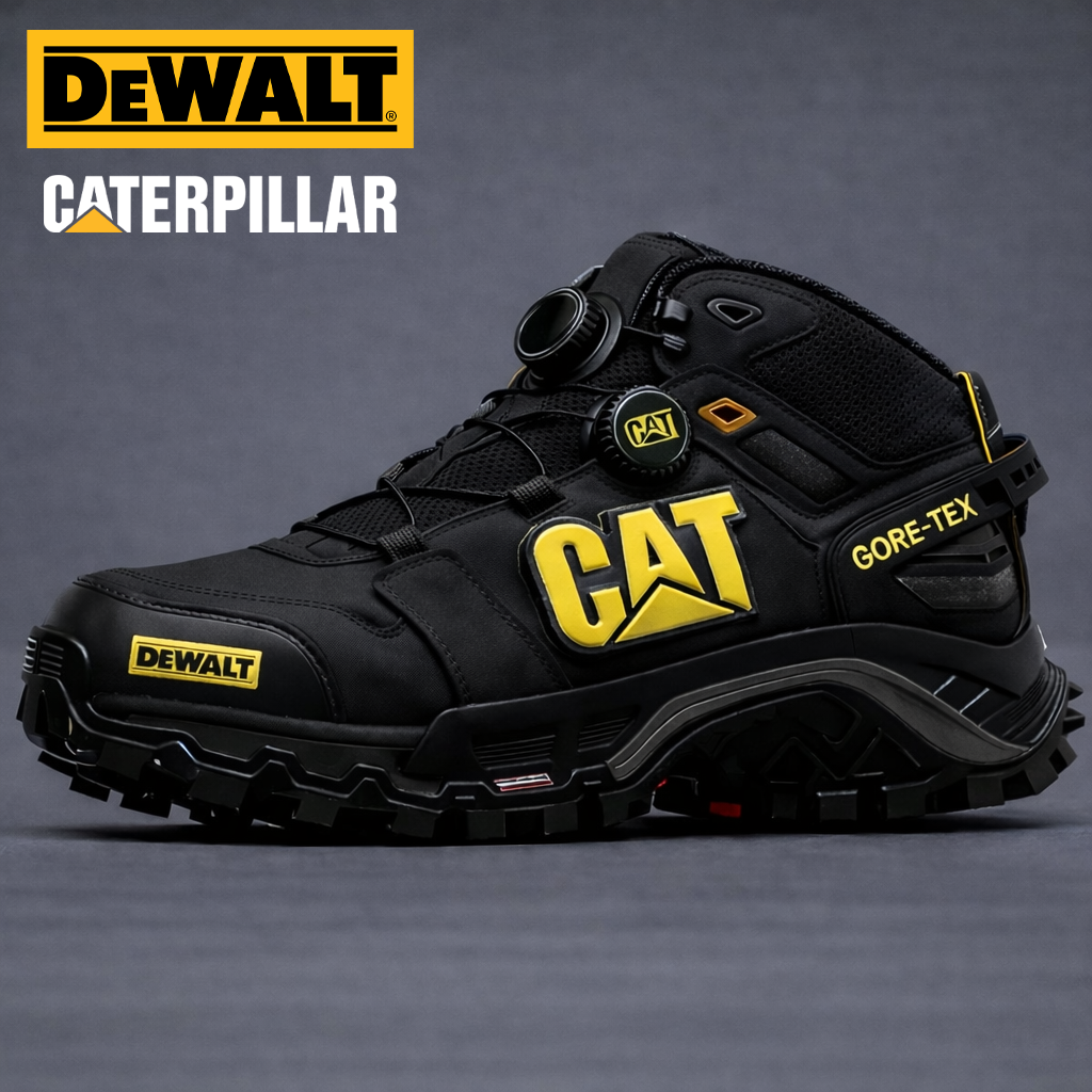 A vízálló és lélegző CAT® és DEWALT® munkavédelmi és túrabakancsok ideálisak munkavégzéshez és szabadtéri tevékenységekhez.