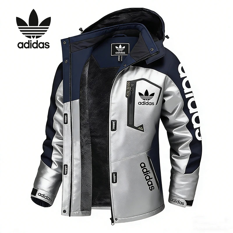 Férfi vízálló, szélálló és meleg Adidas kapucnis kabát luxus bőr szegéllyel, több színben kapható, mindennapi viseletre, ingázásra és randevúkra is alkalmas, szűk szabással.