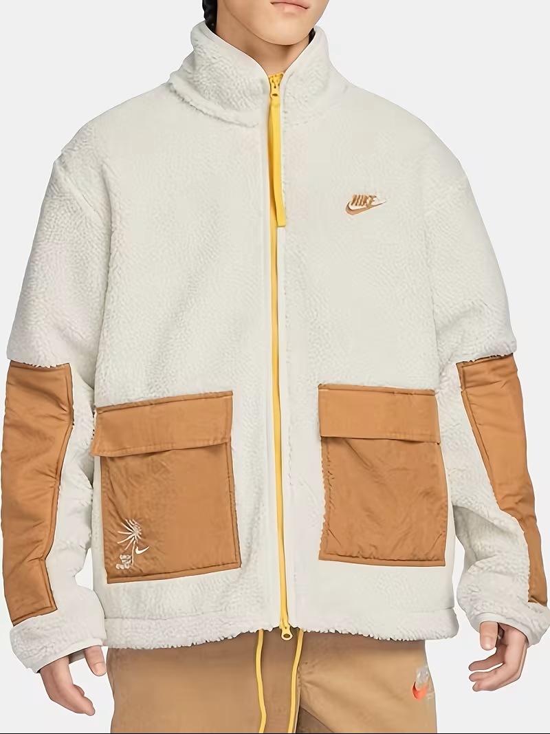 Férfi Állógalléros Sportos Casual Dzseki, Sárgabarack FV4022-072