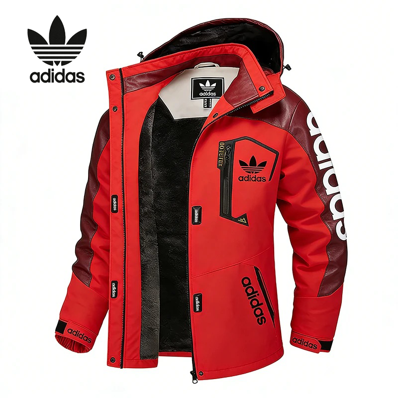Férfi vízálló, szélálló és meleg Adidas kapucnis kabát luxus bőr szegéllyel, több színben kapható, mindennapi viseletre, ingázásra és randevúkra is alkalmas, szűk szabással.