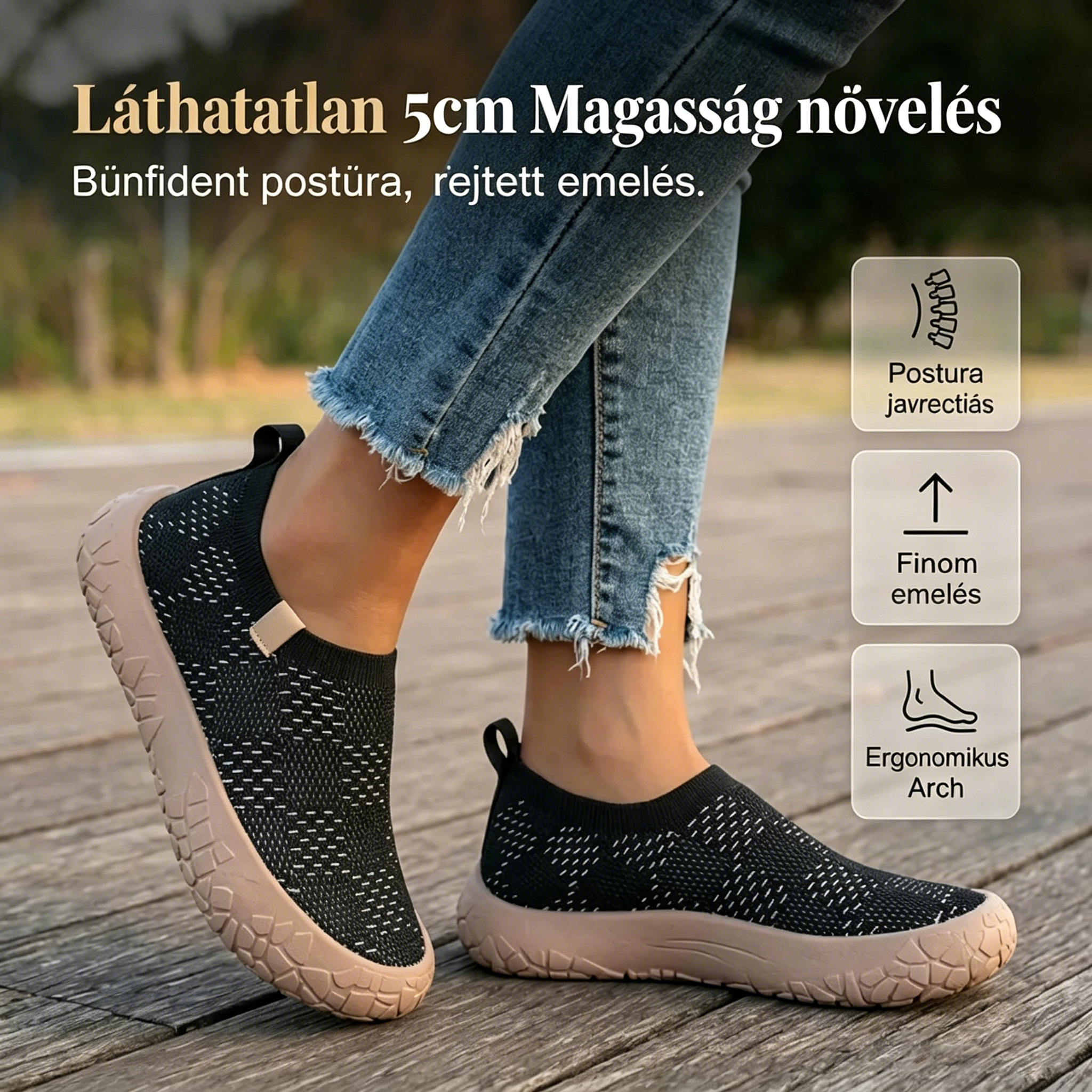 👟 Kényelmes, rejtett sarokkal ellátott platform cipő
