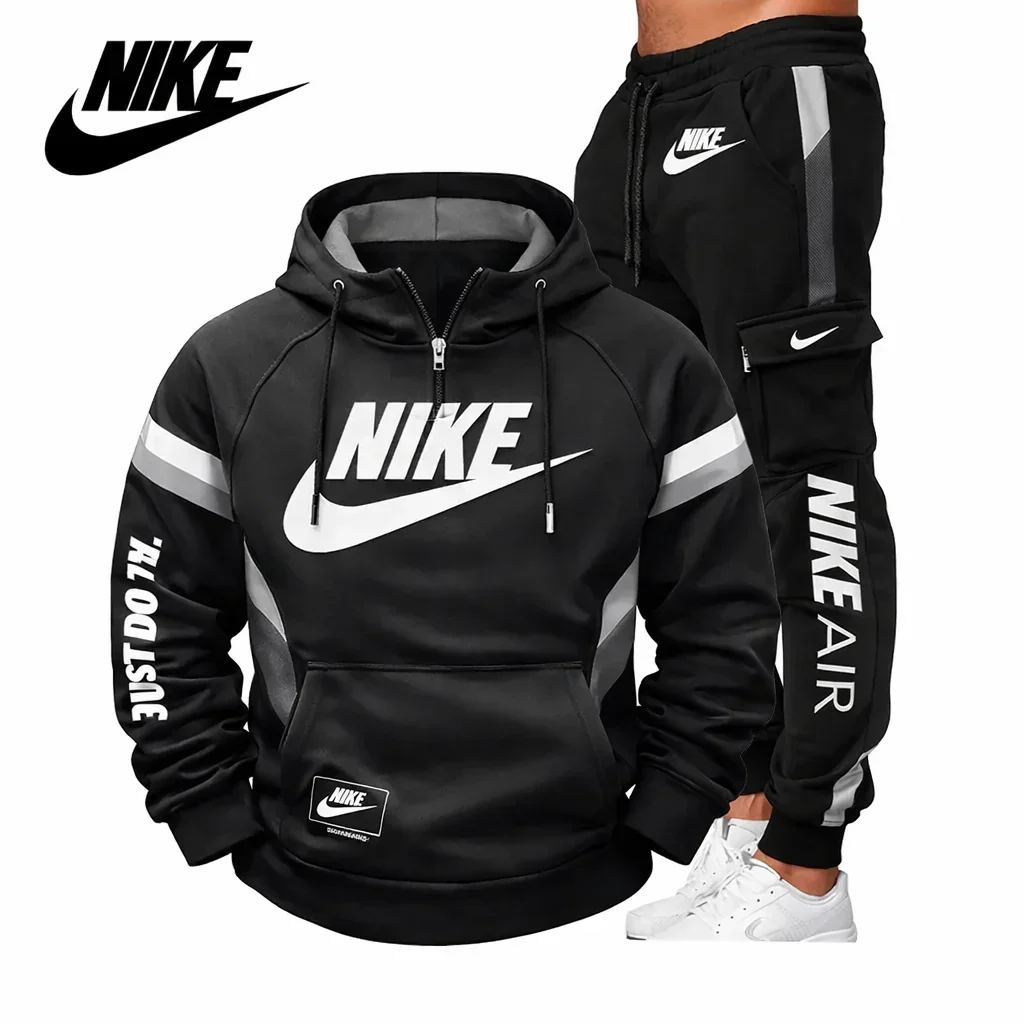 Férfi kapucnis, cipzáras melegítőruha - Nike® Tavasz/Ősz 2026 (póló + nadrág)