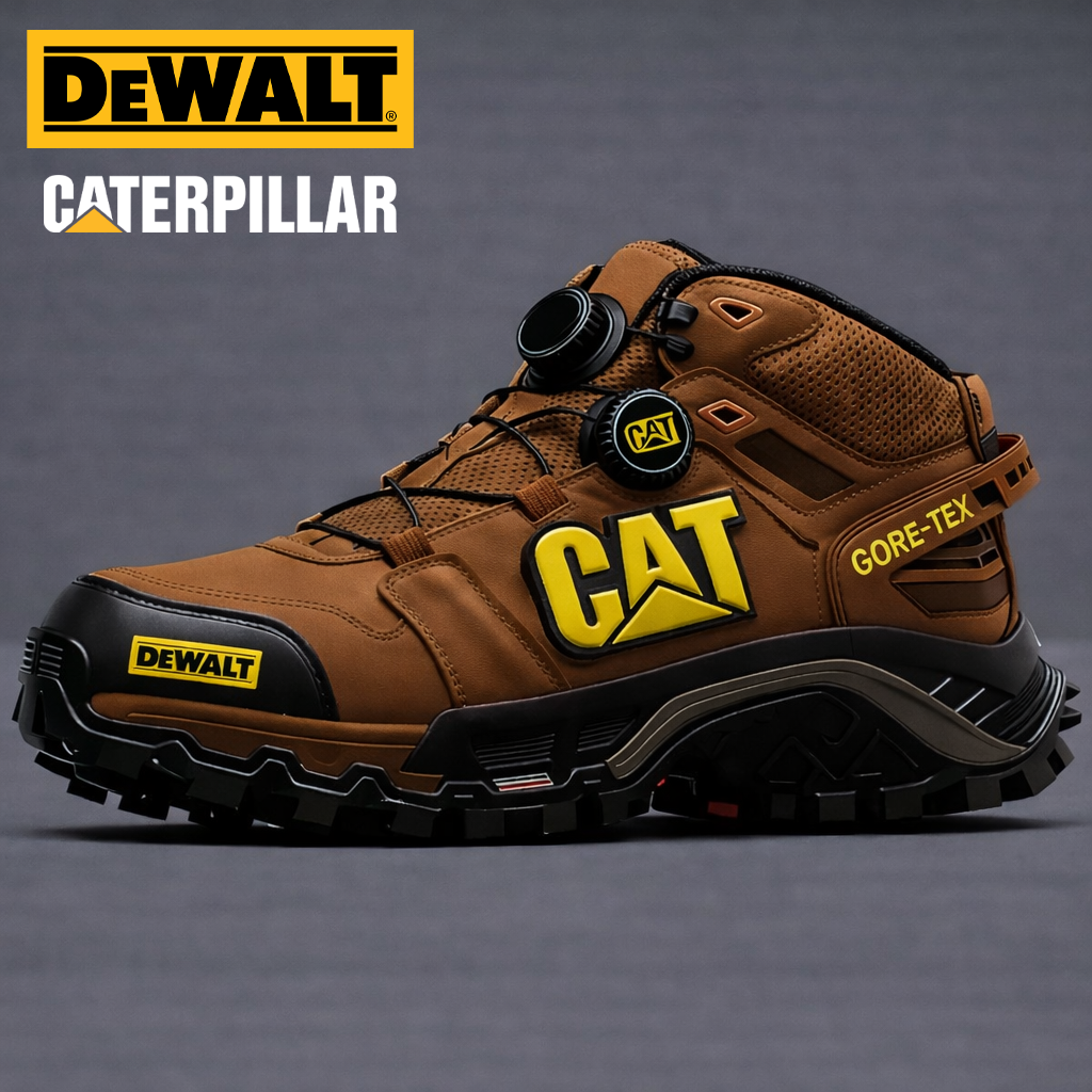 A vízálló és lélegző CAT® és DEWALT® munkavédelmi és túrabakancsok ideálisak munkavégzéshez és szabadtéri tevékenységekhez.