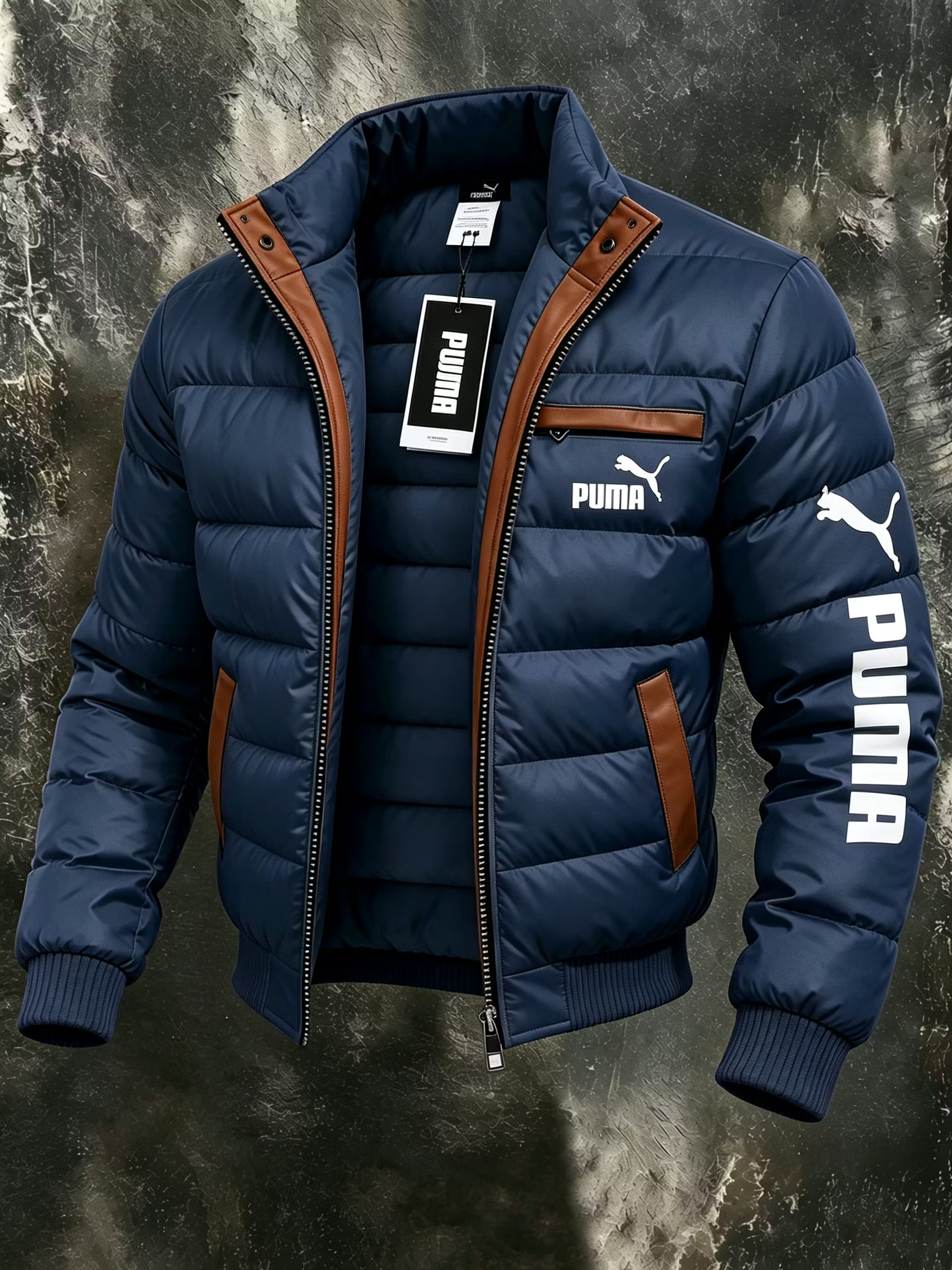 PUMA férfi bélelt télikabát magas gallérral