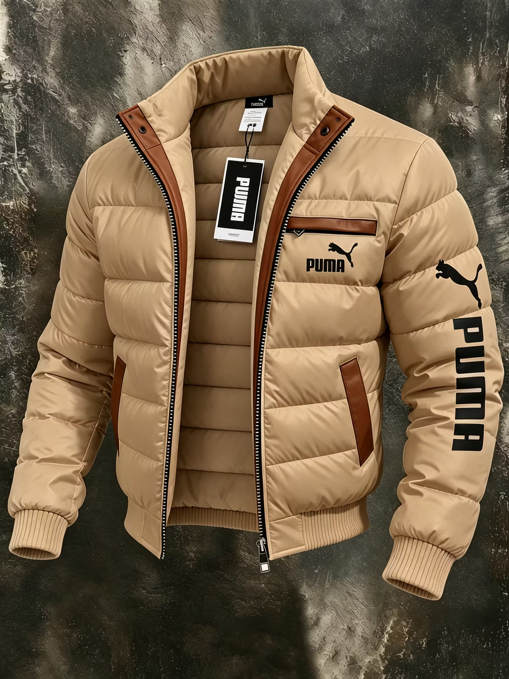 PUMA férfi bélelt télikabát magas gallérral