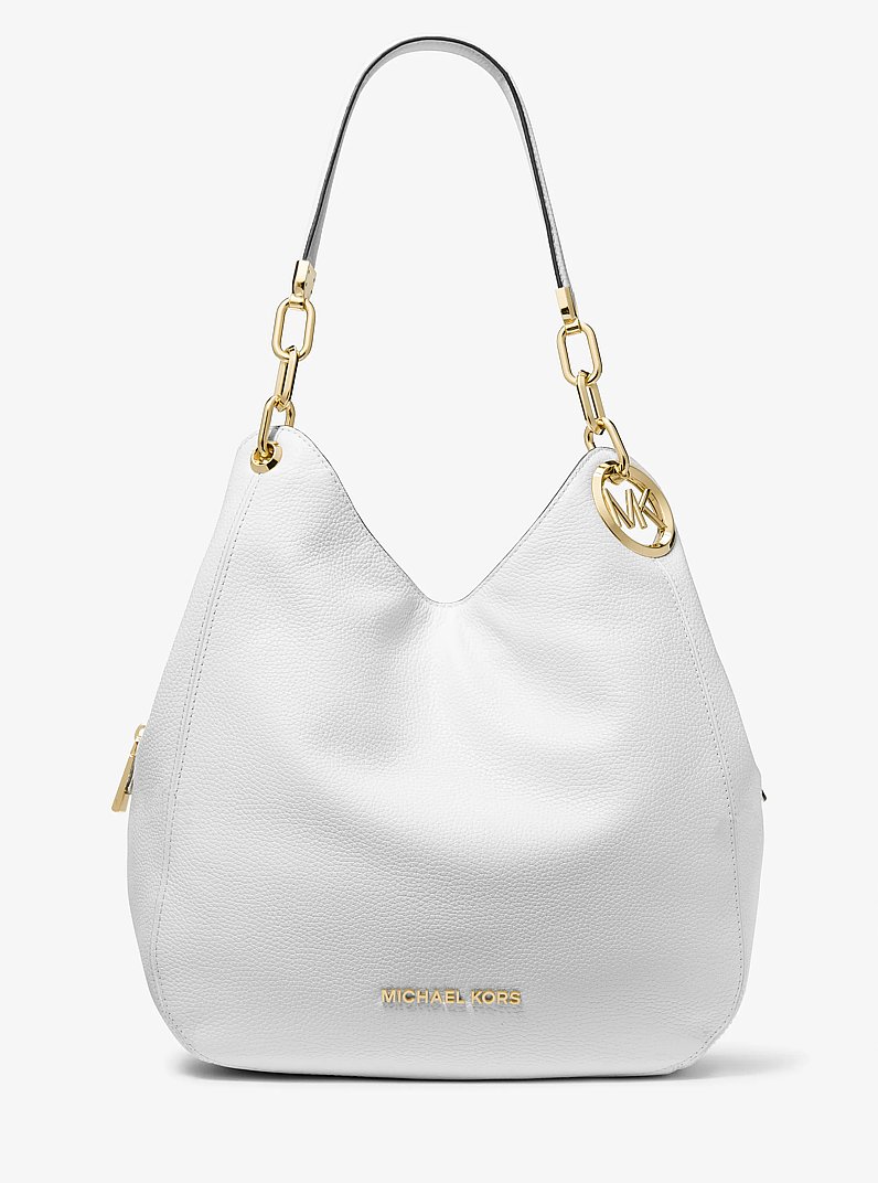 莉莉 (Lillie) 大号单肩包，褶皱皮革，光学白 | Michael Kors