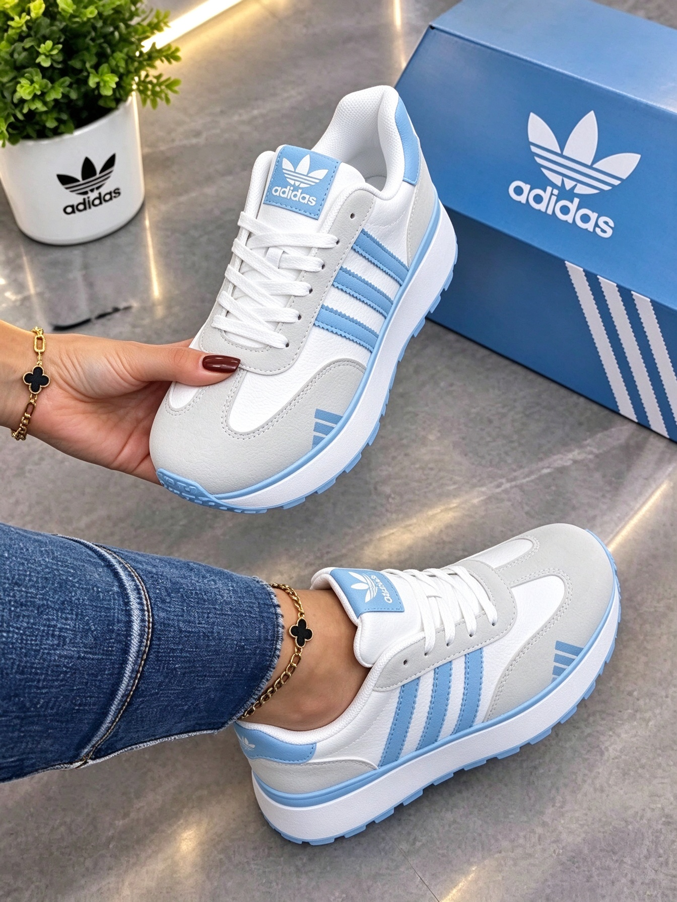 Új, 2026-os Adidas női platform sportcipők – kényelmes, magasságot növelő, vaskos talpú lábbelik