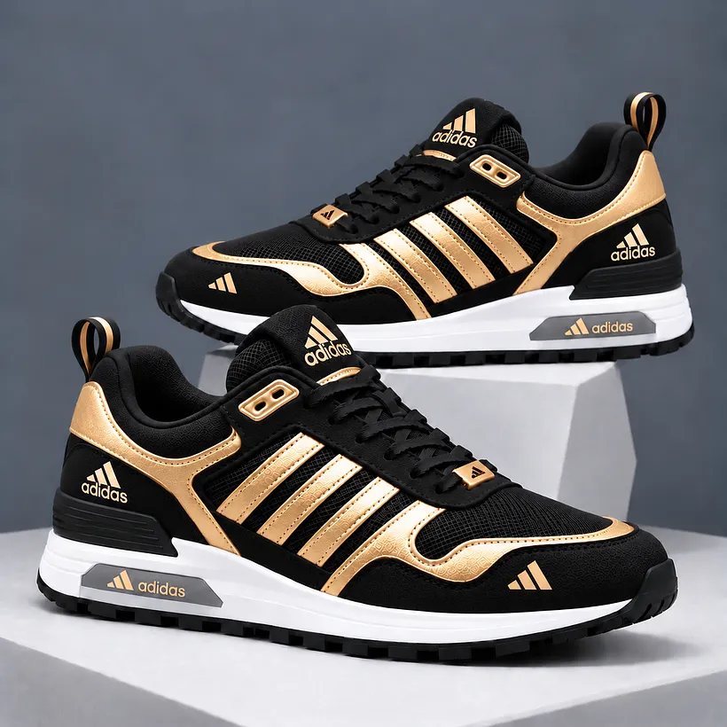 adidas niebiesko-złote sneakersy retro – zdjęcie 4