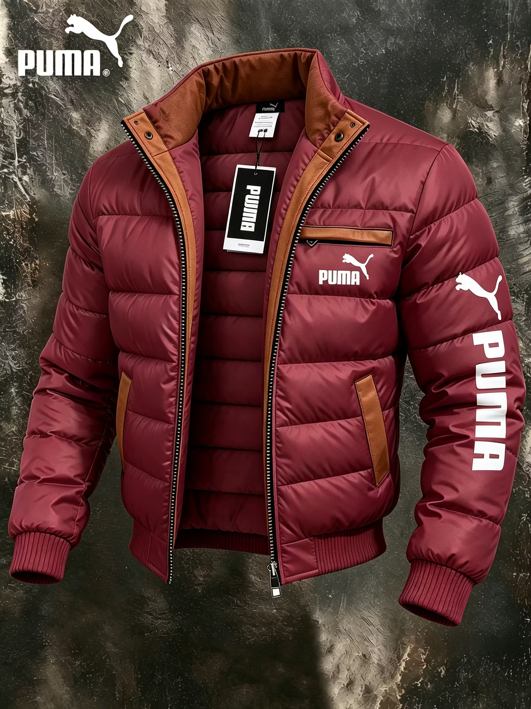 PUMA férfi bélelt télikabát magas gallérral
