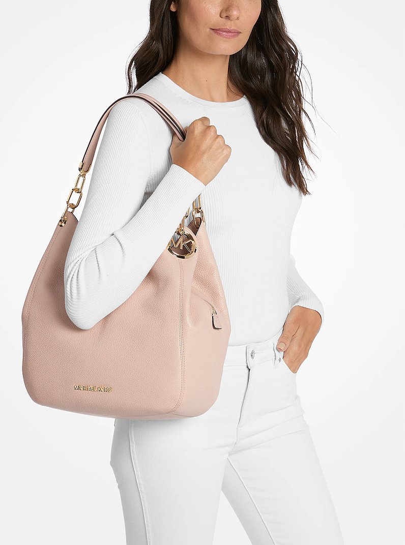 Lillie 大号单肩包，褶皱皮革，浅粉色 | Michael Kors