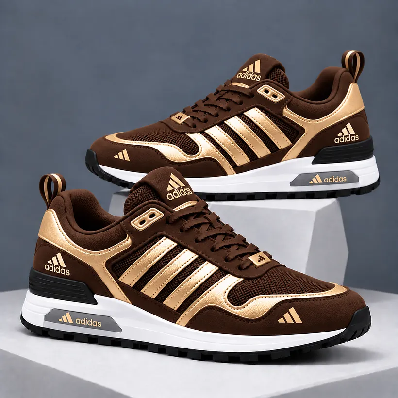 adidas niebiesko-złote sneakersy retro – zdjęcie 2