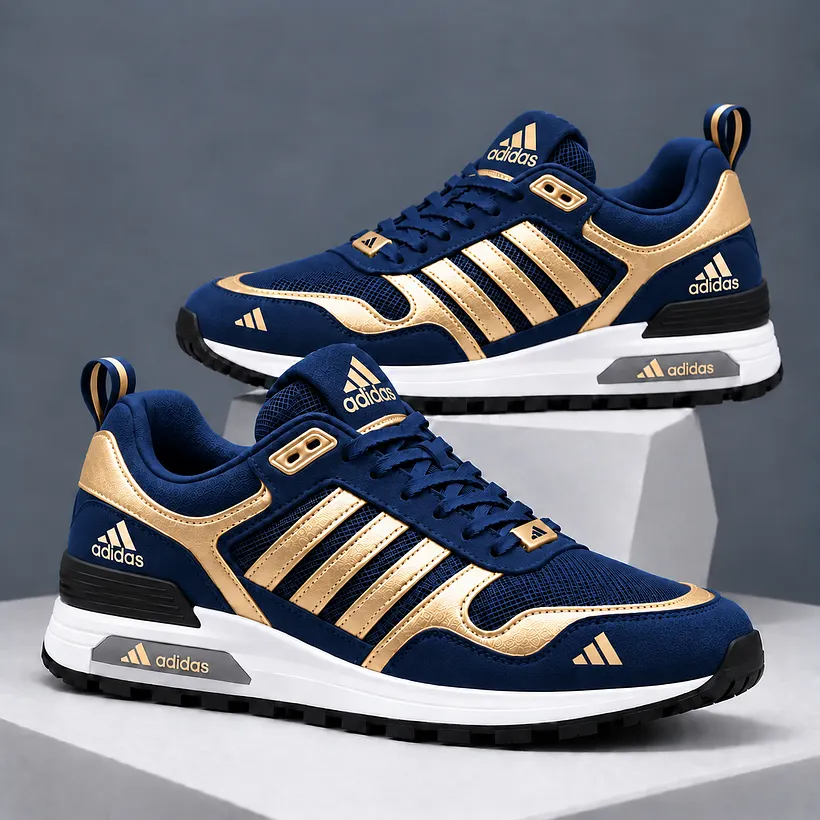 adidas niebiesko-złote sneakersy retro – zdjęcie 8