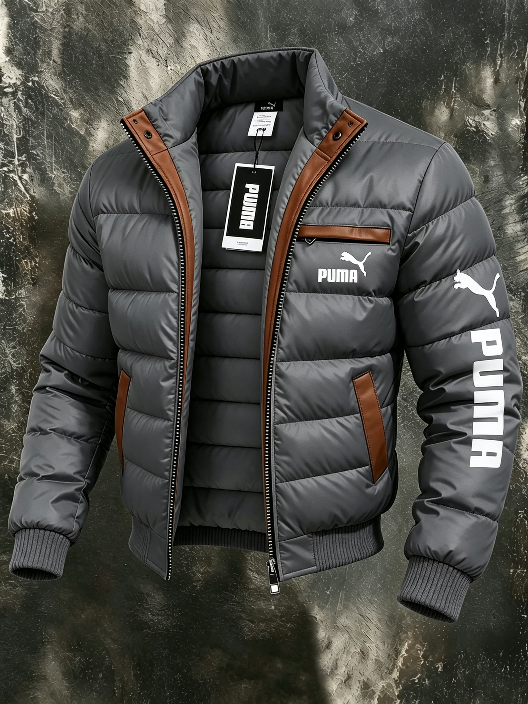 PUMA férfi bélelt télikabát magas gallérral