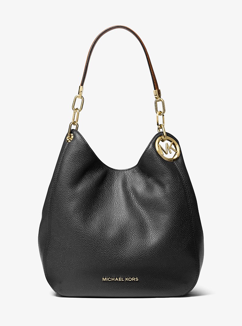 Lillie 大号黑色褶皱皮革单肩包 | Michael Kors