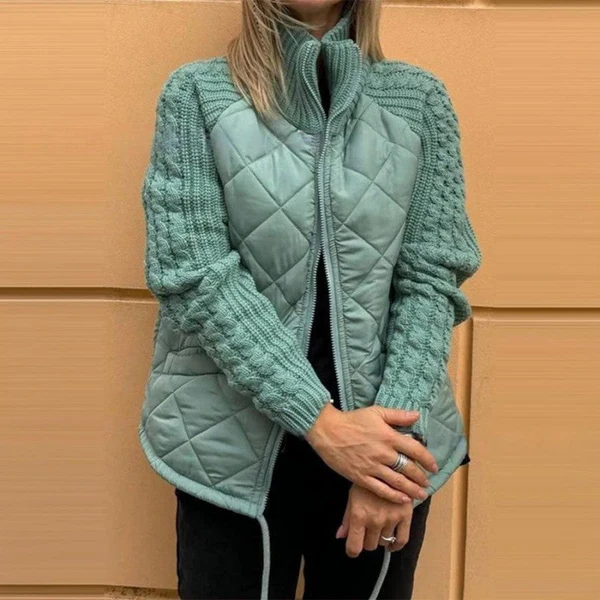 Női patchwork kötött kötött kötött kabát Down kabát
