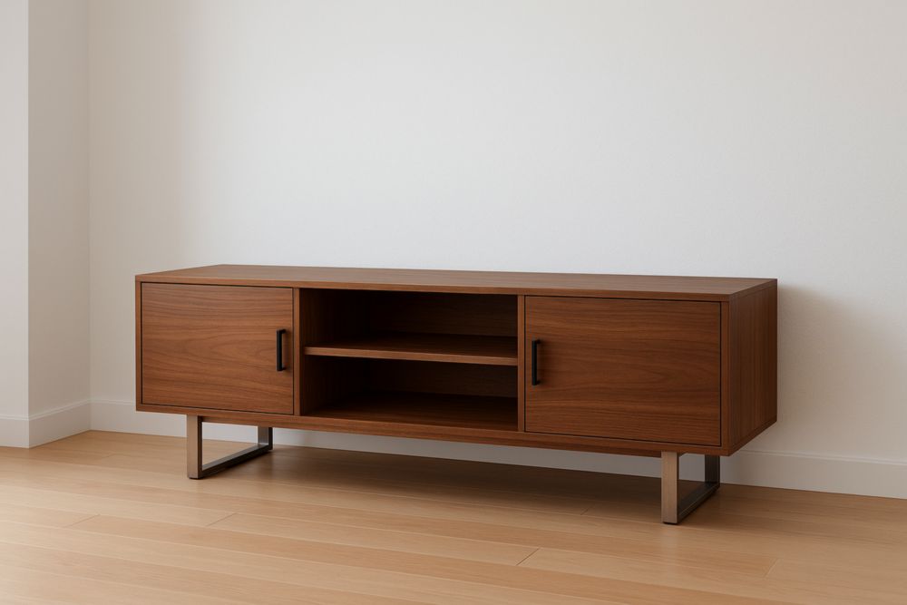 Meuble TV en bois avec pieds en métal 150x40x50 cm