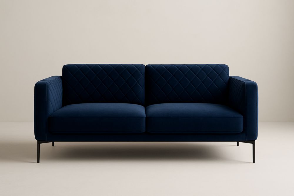 Canapé 2 places en velours avec pieds en acier