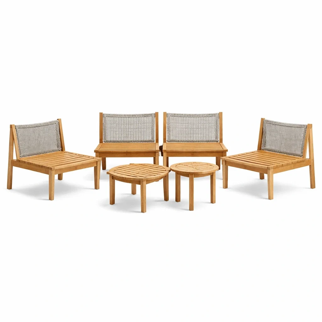 Salon de jardin en bois d’acacia et corde polyester-DREAM HAVEN PLACE