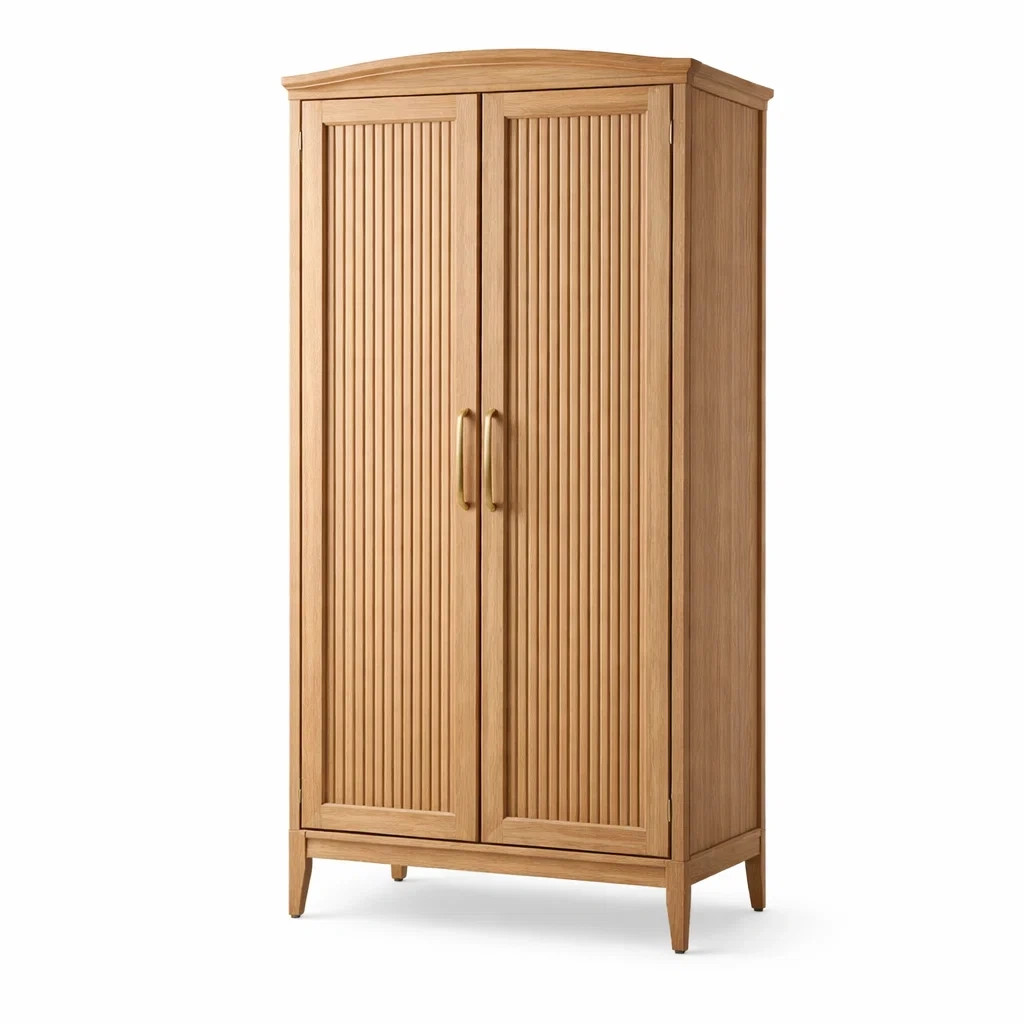 Armoire en bois de chêne avec portes à rainures-DREAM HAVEN PLACE