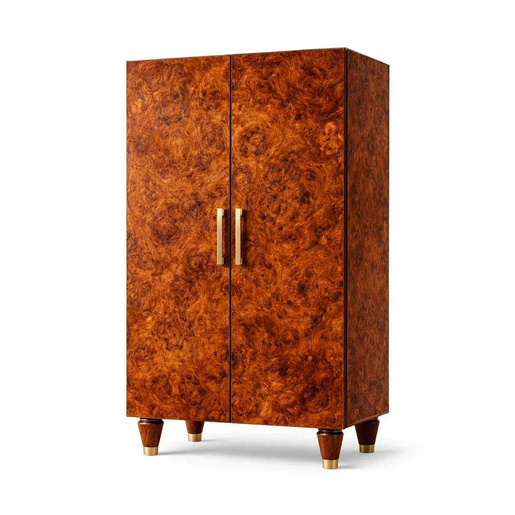 Armoire en bois de loupe avec poignées en laiton-DREAM HAVEN PLACE