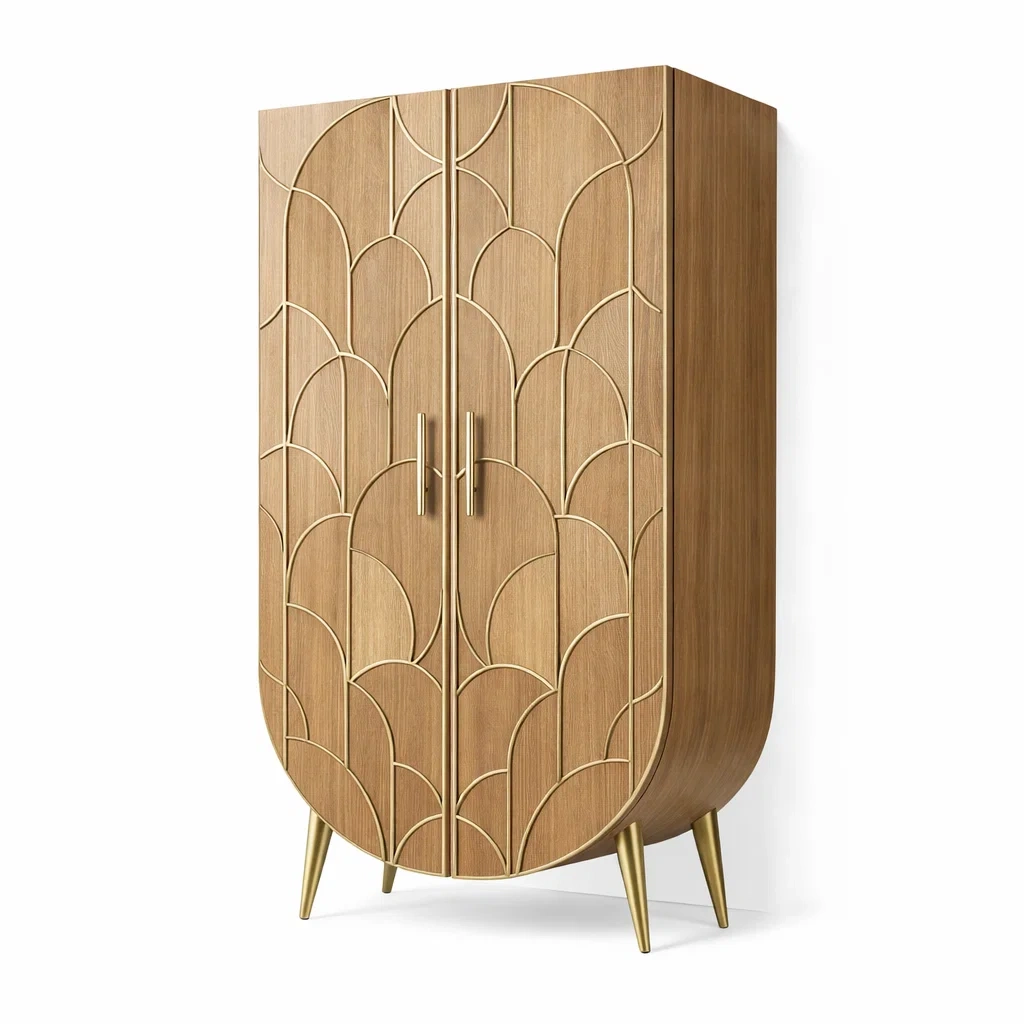 Armoire en bois avec pieds métalliques dorés-DREAM HAVEN PLACE