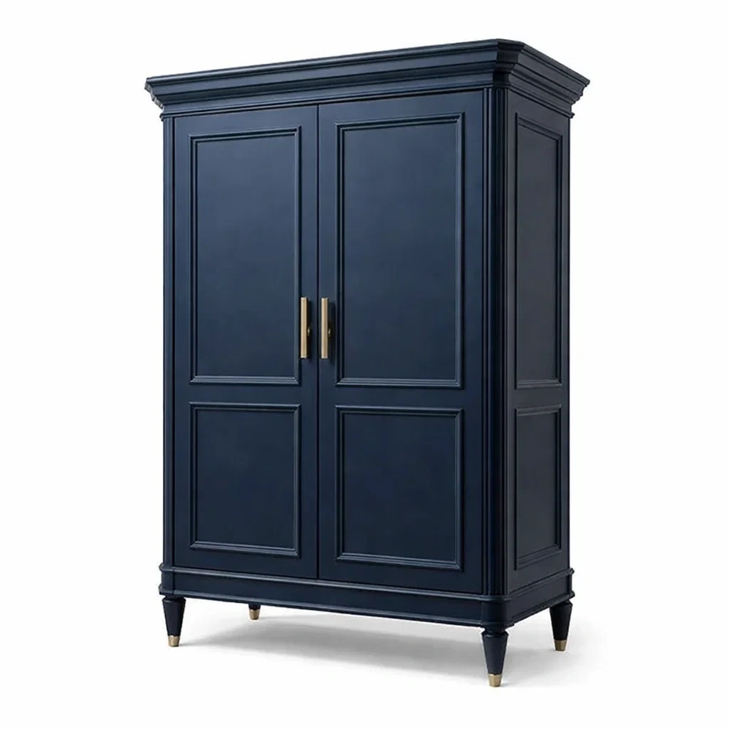 Armoire en bois bleu avec portes battantes-DREAM HAVEN PLACE