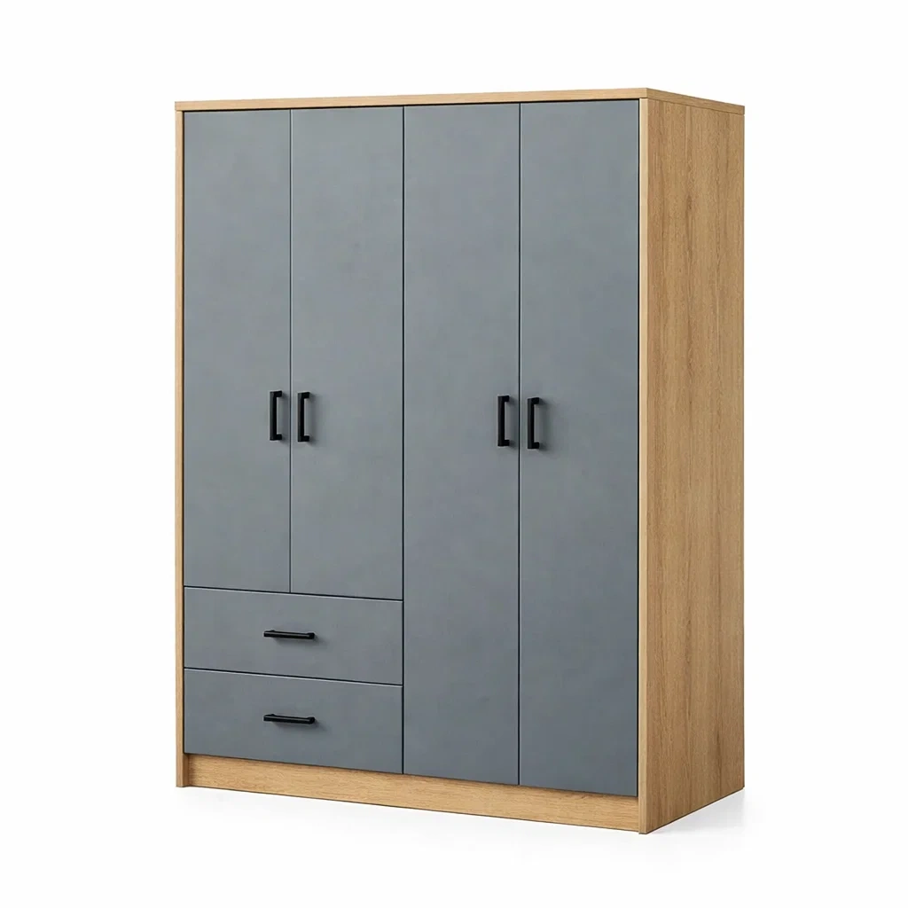 Armoire en bois et MDF chêne et gris-DREAM HAVEN PLACE