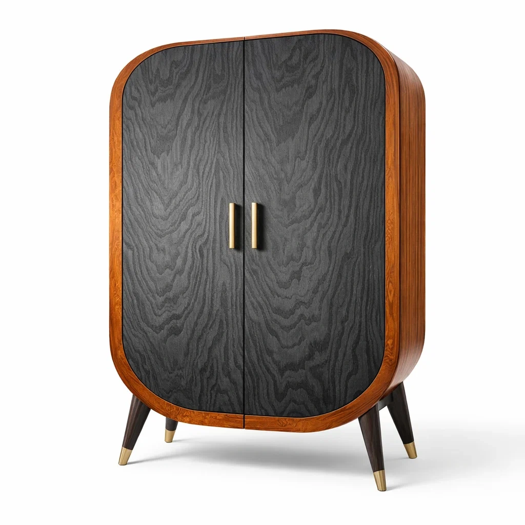 Armoire en bois avec portes noires et cadre arrondi-DREAM HAVEN PLACE