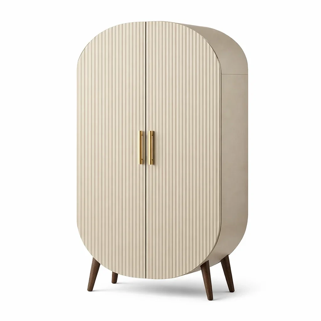 Armoire en bois beige avec poignées en métal-DREAM HAVEN PLACE