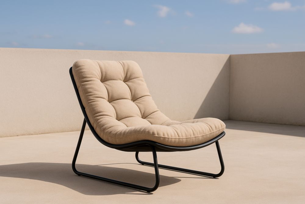 Poltrona Relax in Acciaio e Poliestere Beige
