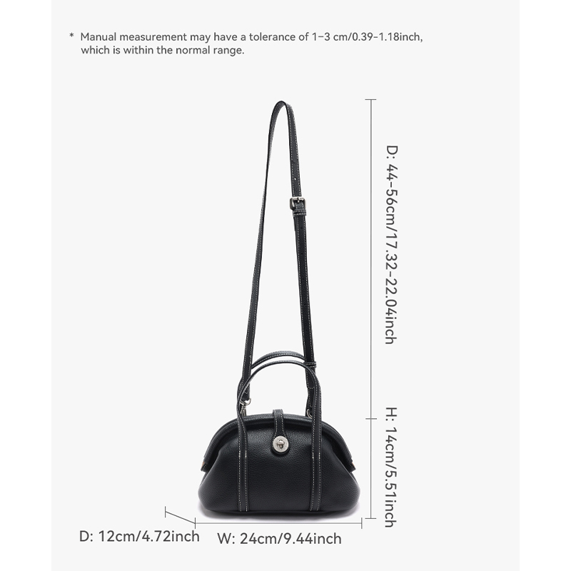 Dumpling Bag for Women – Premium Leather Handle & Crossbody Bag for Work & Everyday Use – Elegant & Versatile 24cm