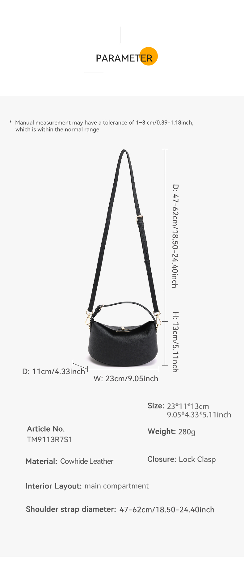 Genuine Leather Shoulder Bag for Women – Lightweight Crossbody & Top Handle Handbag for Daily Commute & Everyday Use – Elegant Design | 23cm