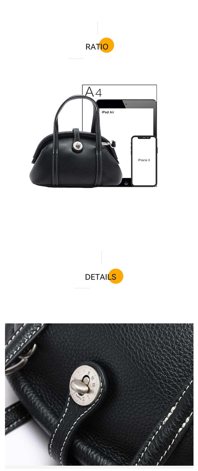 Dumpling Bag for Women – Premium Leather Handle & Crossbody Bag for Work & Everyday Use – Elegant & Versatile 24cm