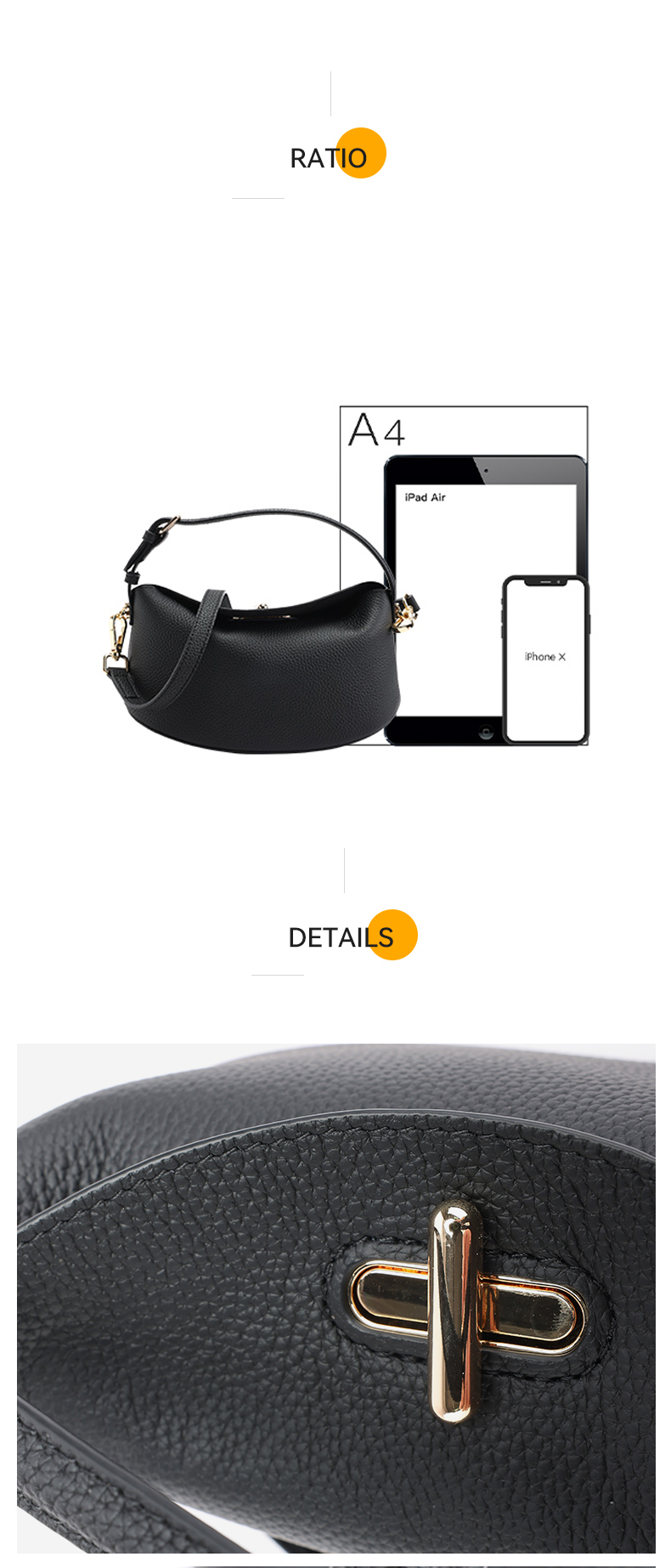 Genuine Leather Shoulder Bag for Women – Lightweight Crossbody & Top Handle Handbag for Daily Commute & Everyday Use – Elegant Design | 23cm