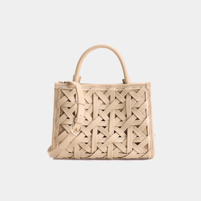 New woven single-strand handbag, can be worn crossbody with zipper.