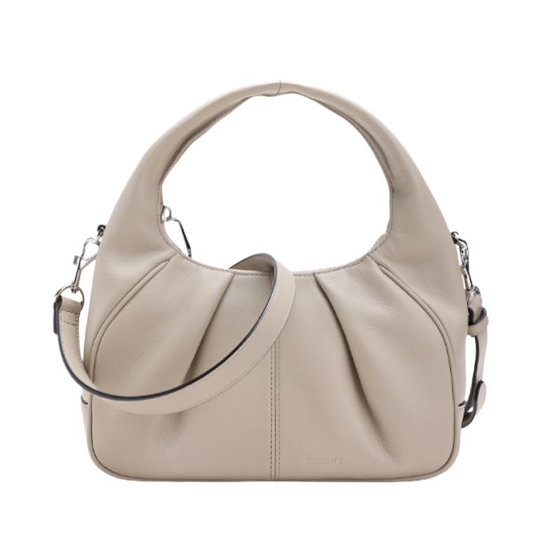 Calfskin Handmade Wrinkled Handheld Bag Shoulder Crossbody Women's Bag