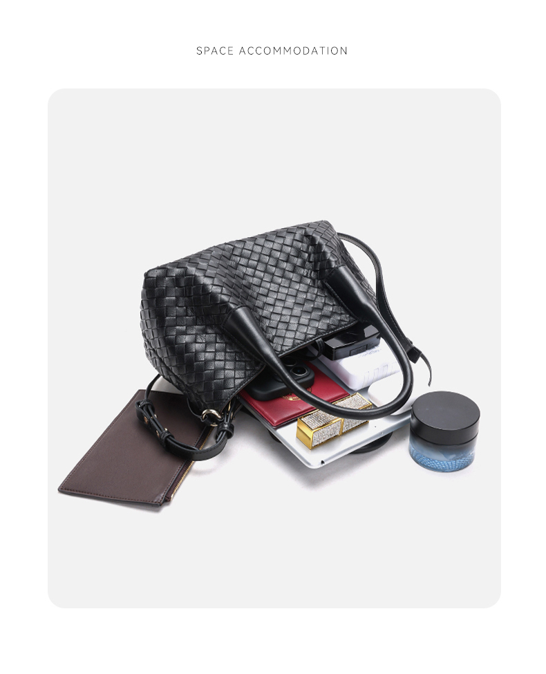 Sheepskin Leather Fashionable Simple Versatile Woven Handheld Bag Single Shoulder Crossbody Bag Women's Bag