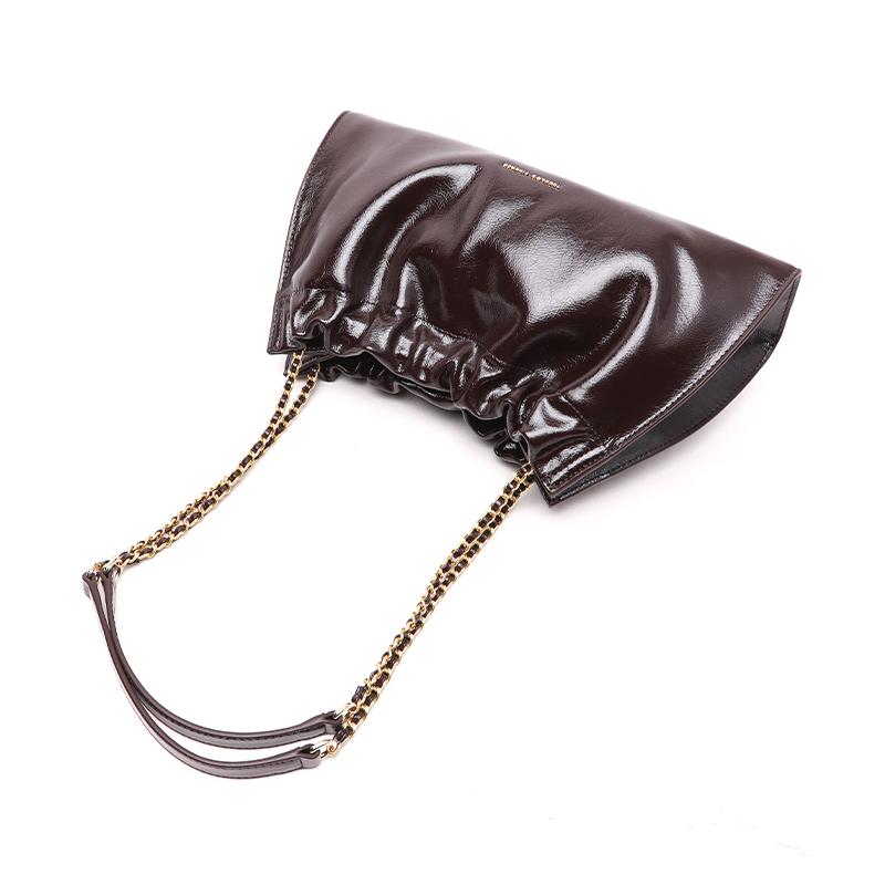 【Small size】Glossy leather single-shoulder/crossbody cloud bag