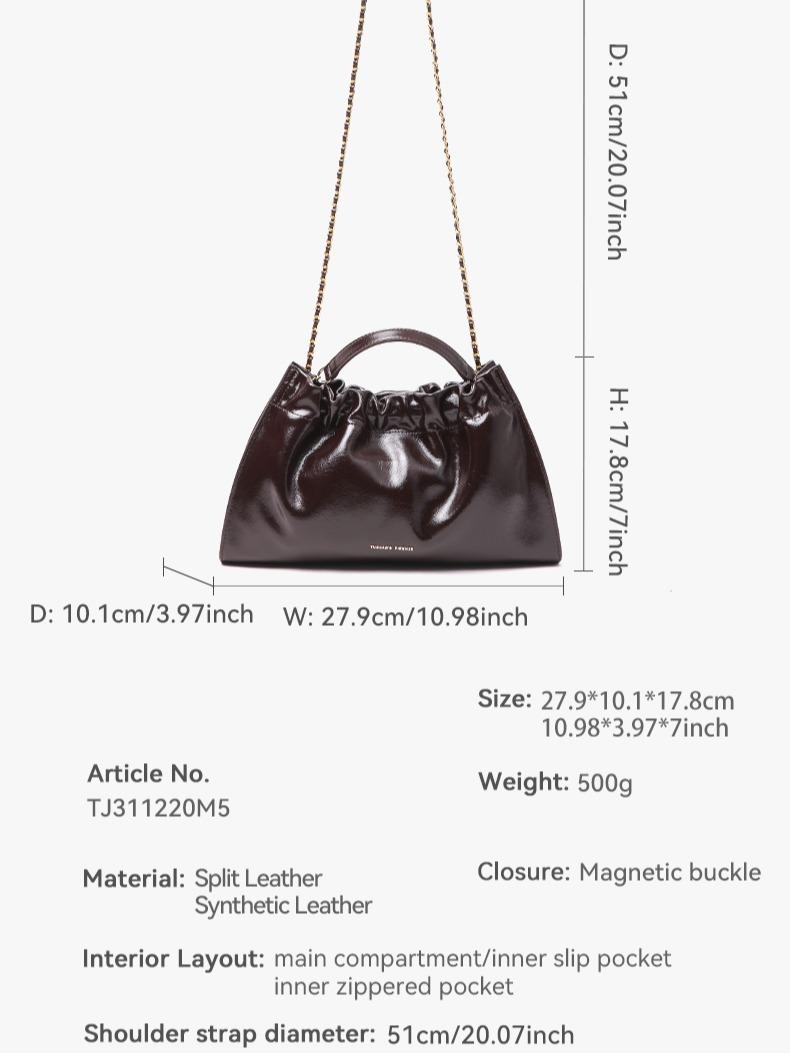 【Small size】Glossy leather single-shoulder/crossbody cloud bag