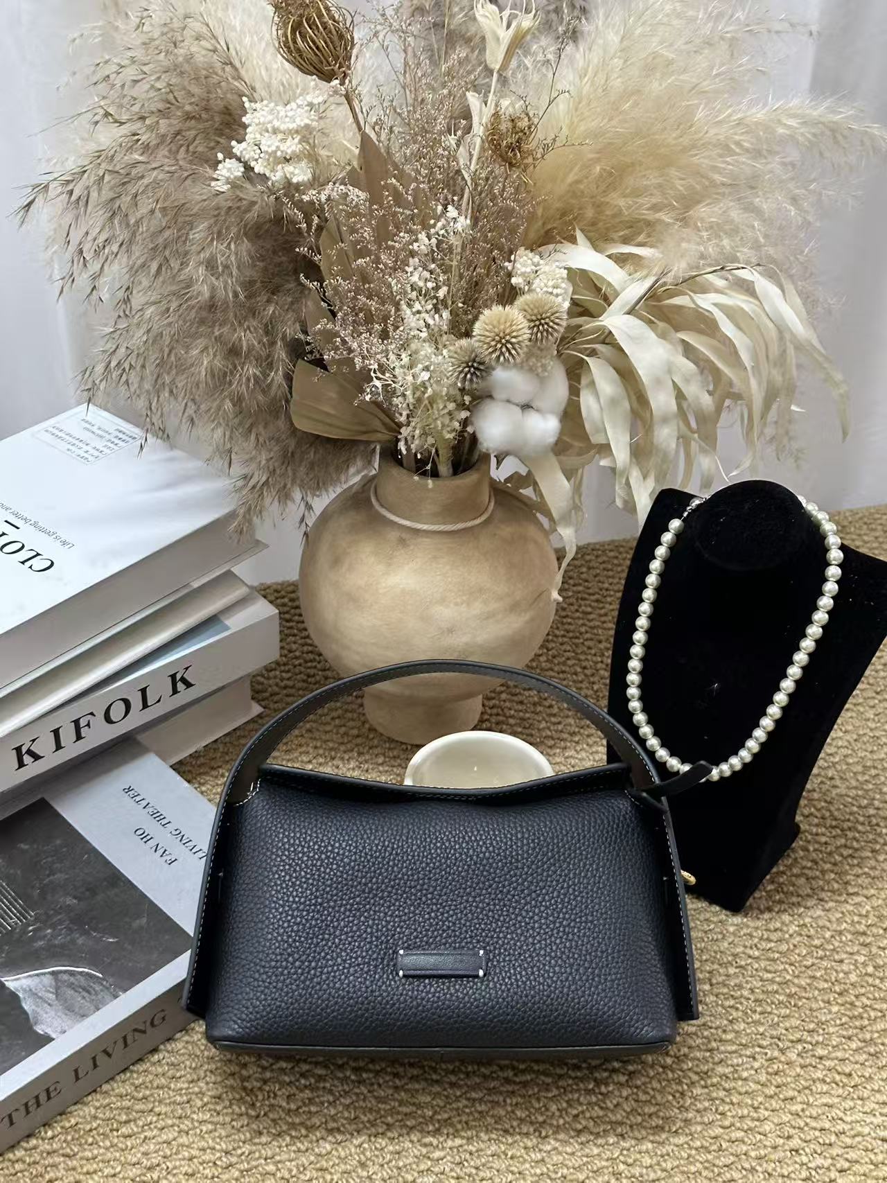 Cowhide Leather  top handle bag