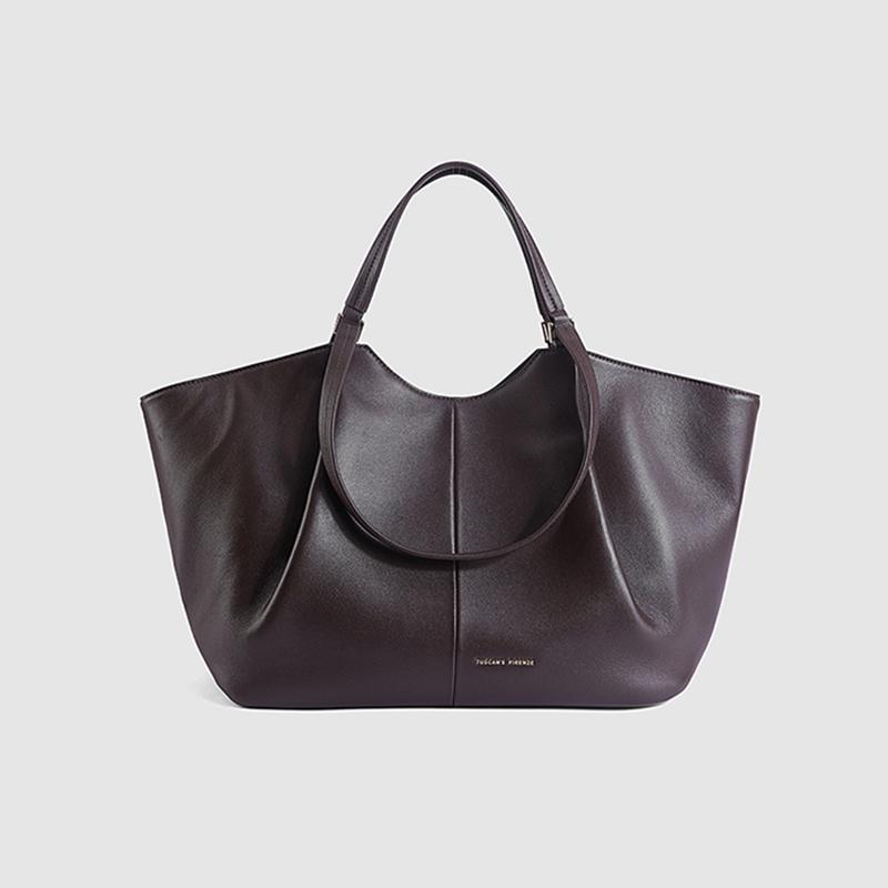 Elegant women’s commuter large-capacity ruched top-handle bag