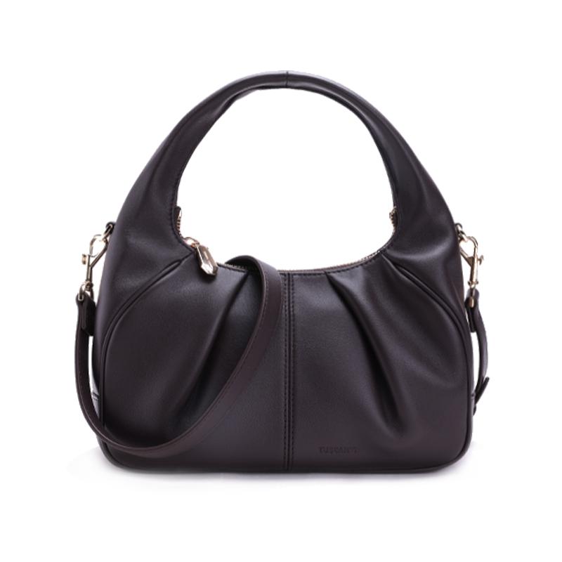 Calfskin Handmade Wrinkled Handheld Bag Shoulder Crossbody Women's Bag