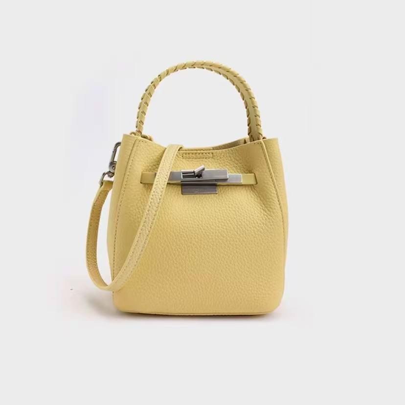 Mini Genuine Leather Bucket Bag — Stylish and lightweight, can be worn on one shoulder or crossbody