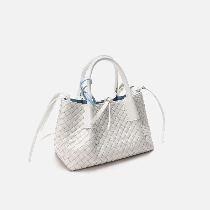 Sheepskin Leather Fashionable Simple Versatile Woven Handheld Bag Single Shoulder Crossbody Bag Women's Bag