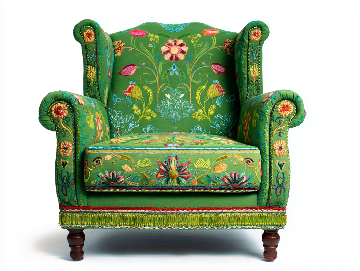 Ohrensessel-Stoff-Holz-86x90x110 cm-Grün-Retro-Vintage-Loftuphub