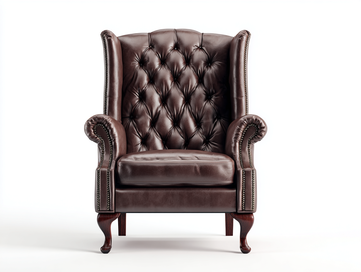 Ohrensessel-Kunstleder-Holz-88x96x112 cm-Braun-Klassisch-Chesterfield-Loftuphub